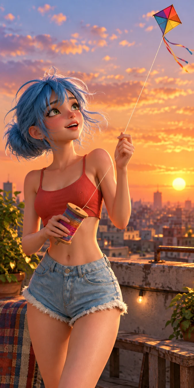Imagen inicial generada para Cometa al atardecer