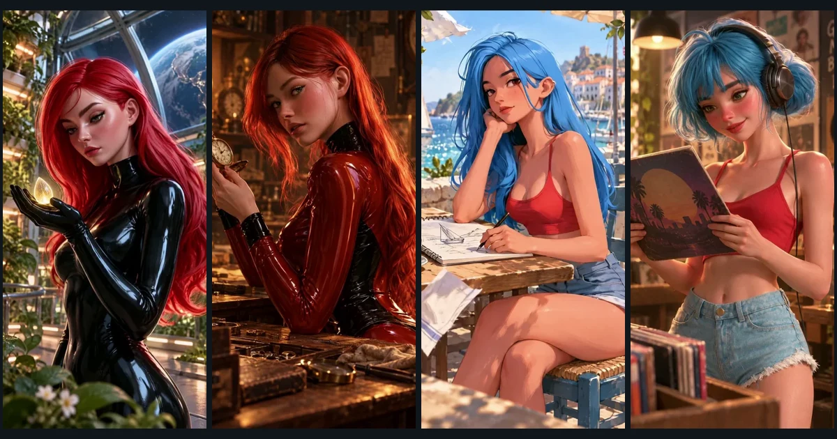 Personajes de cabello rojo y azul en las pruebas de animación con ComfyUI y LTX